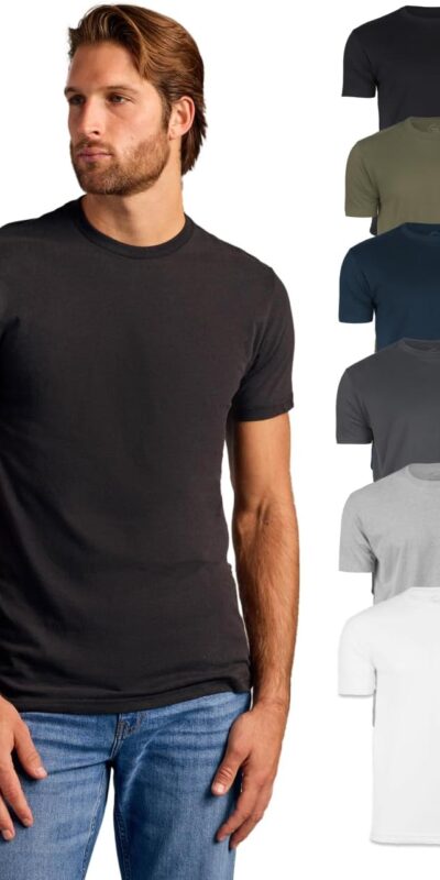 Men's Short Sleeve Crew Neck T-Shirt 6 Pack, Various Sizes