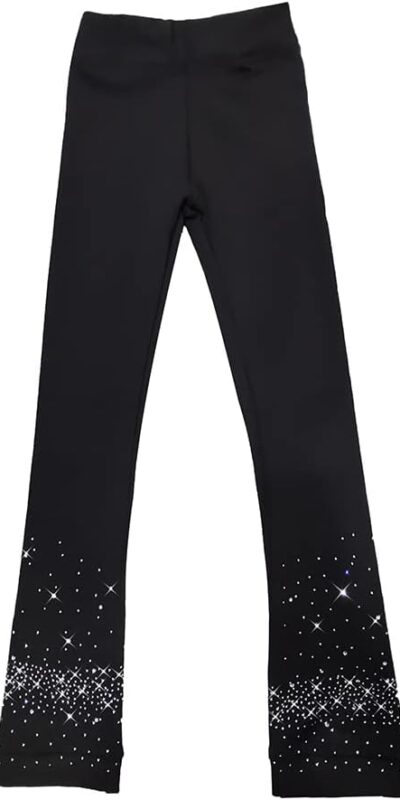 LIUHUO Girls Ice Skating Pants with Rhinestones, Fleece Lined