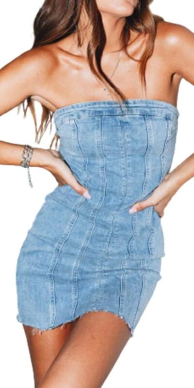 YELLOOP Y2k Mini Denim Tube Dress - Trendy Club Outfit