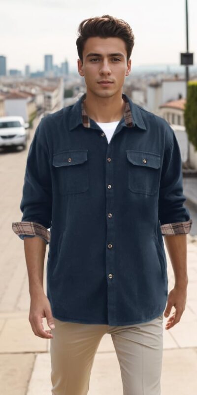 Cromoncent Men's Flannel Business Casual Button Down Shirt - Long Sleeve