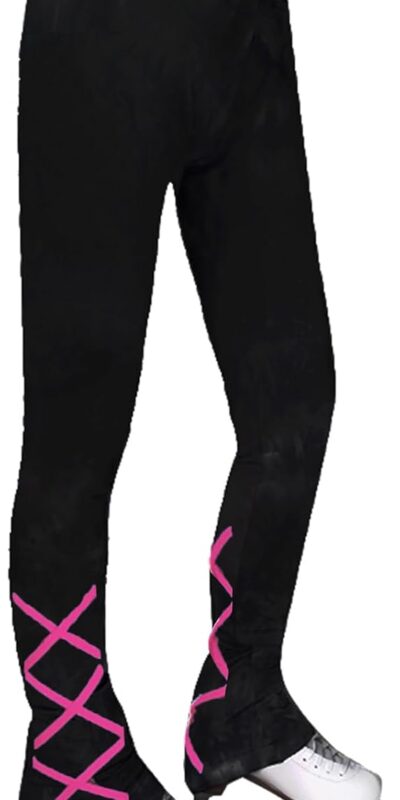 Black Fleece Figure Skating Pants with Cross Straps, Girls/Women