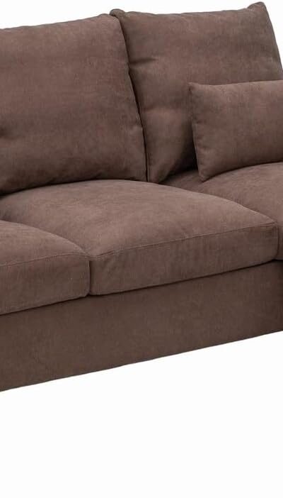Modern Brown 3 Seater Sofa Set with Footstool