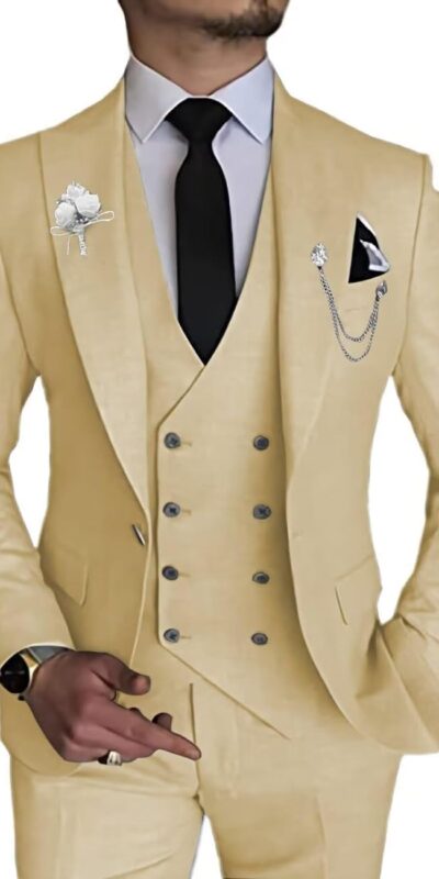 Elegant Double Breasted Men's Suit for Wedding or Prom