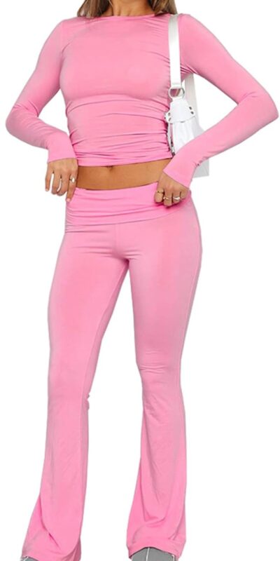 Cozy Cotton Lounge Flared Legging Set with Crop Top