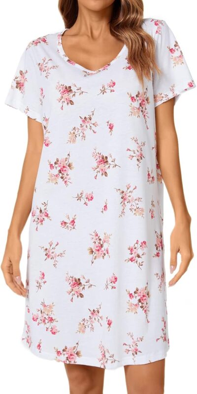 Tugege Women's Short Sleeve Casual Print Nightgown - Size M