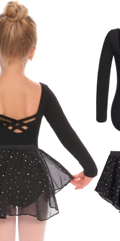 Zaclotre Toddler Girls Long Sleeve Ballet Dress with Skirt