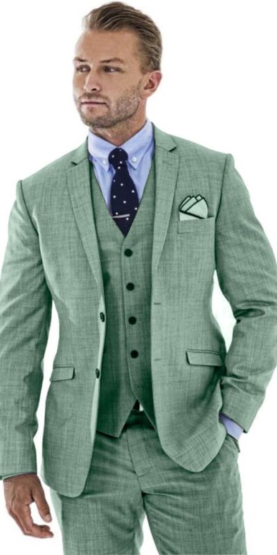 Men's Slim Fit Linen Suit Set for Summer Events