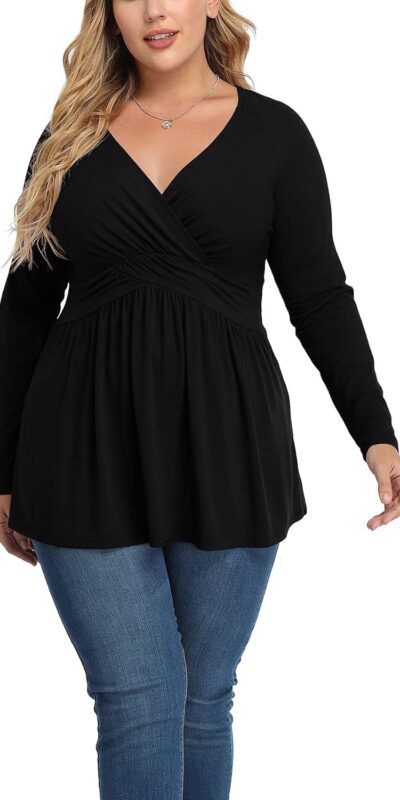 Floral Print V-Neck Tunic Top for Plus Size Women