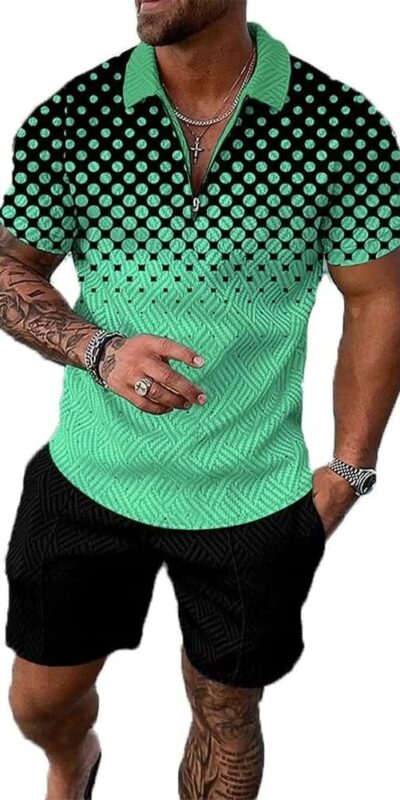 Men's Summer Tracksuit Set: Polo Shirt & Shorts - Casual Fashion