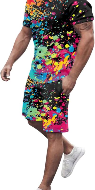 Men's Summer Casual Athletic Tracksuit Set - Short Sleeve