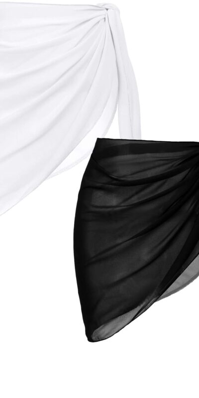 Ekouaer Women’s Chiffon Beach Sarongs Wrap Skirt Set S-XXL