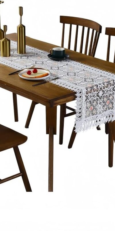 White Lace Crochet Table Runner for Weddings - 40x250cm
