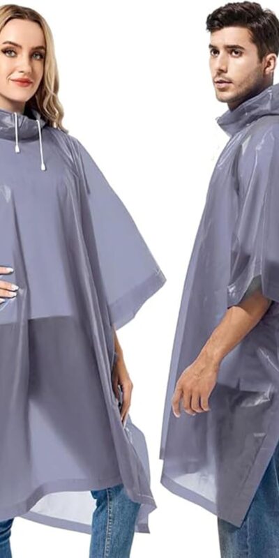 Reusable Hooded Rain Ponchos for Adults, 2-Pack