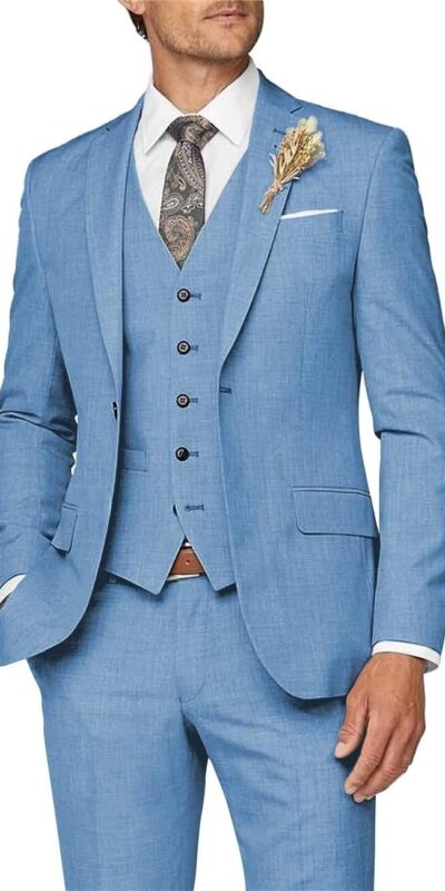 Men's 3 Piece Slim Fit Formal Business Suit Wedding Groom