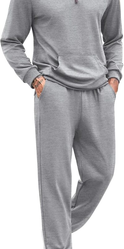 COOFANDY Men's Athletic Quarter Zip Sweatsuit Set - 2 Piece