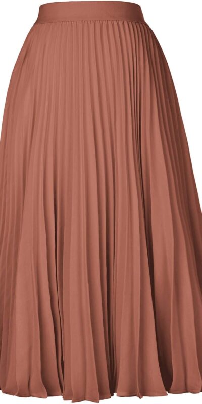 Kate Kasin High Waist Pleated A-Line Swing Skirt - Black
