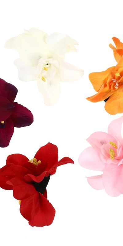 5pcs Pink Orchid Hairpin Clips - Women’s Hair Accessories