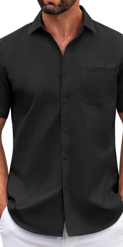 COOFANDY Men's Summer Casual Button Down Shirt with Pocket