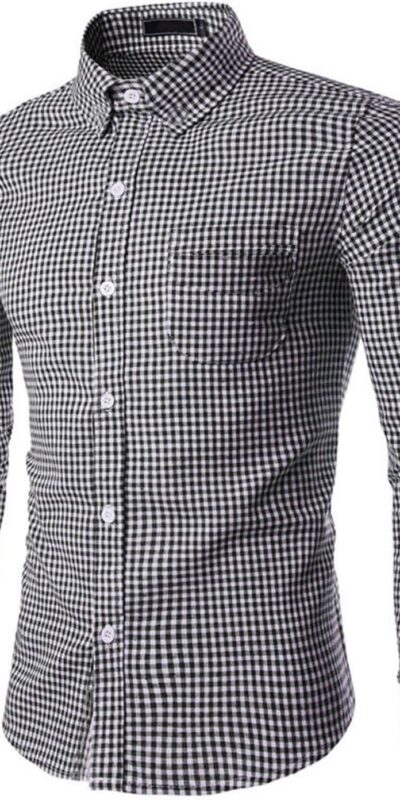 Men's Plaid Cotton Casual Slim Fit Long Sleeve Shirt