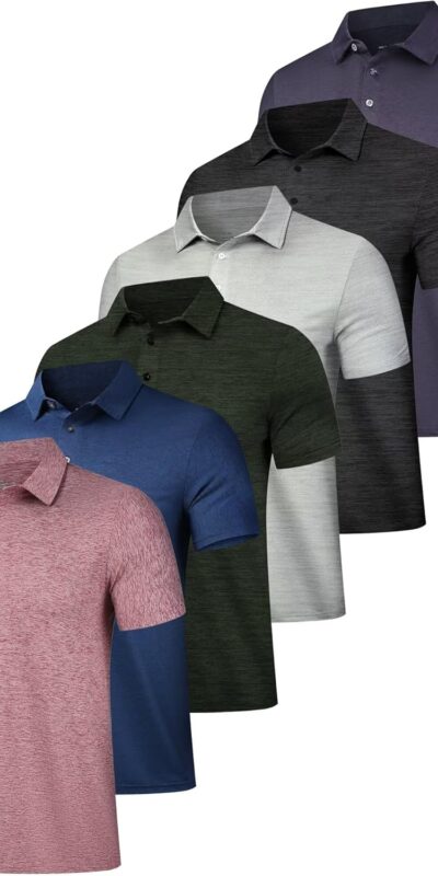 6-Pack Men's Performance Polo Shirts with Moisture-Wicking Technology