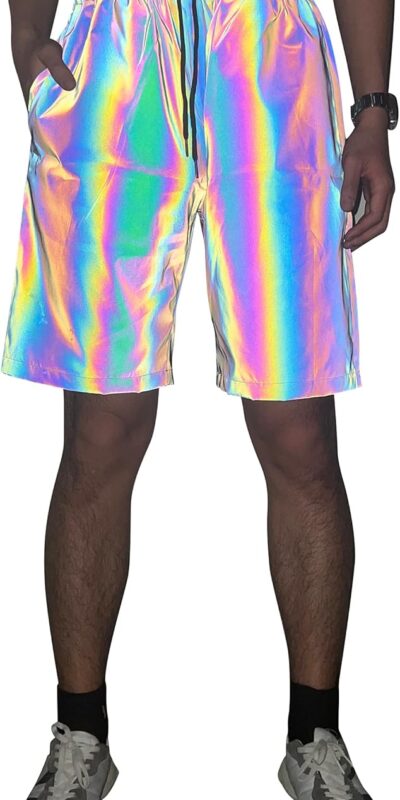 Men's Rainbow Reflective Night Jogger Shorts
