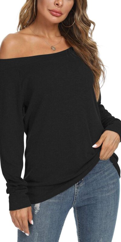 Off Shoulder Long Sleeve Tunic Blouse for Women