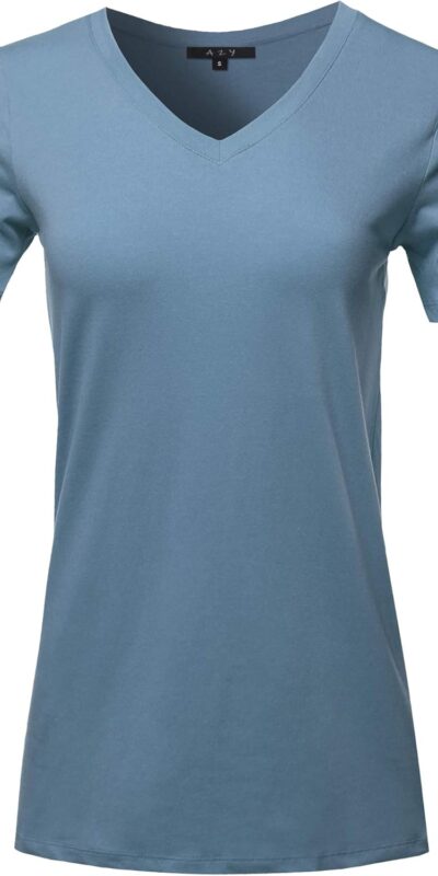 Premium Cotton V-Neck Short Sleeve Tee - Women's Classic