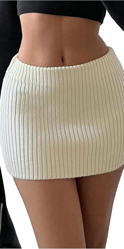 Women's Knit Bodycon Mini Skirt - Drop Waist Style