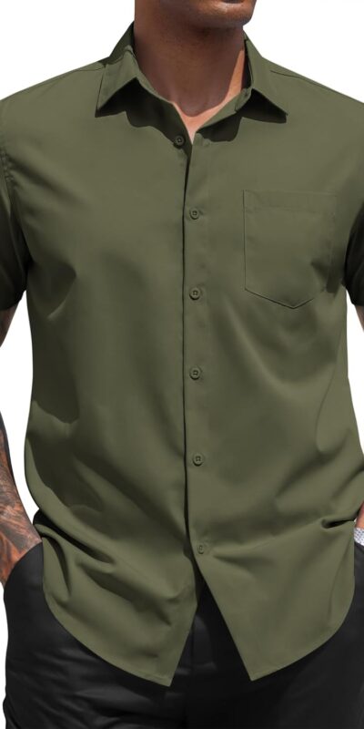 COOFANDY Men's Short Sleeve Dress Shirt with Pocket