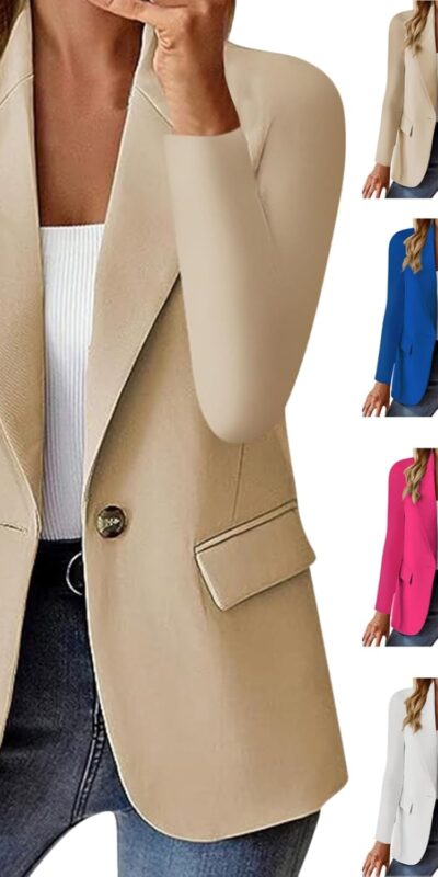 Elegant Slim Fit Women's Blazer Jacket - Long Sleeve, 2024