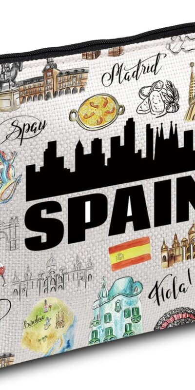 ENSIANTH Spain Travel Makeup Bag - European Vacation Zipper Bag