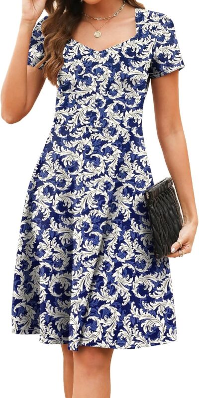 Elegant A-Line Knee Length Dress with Sweetheart Neckline