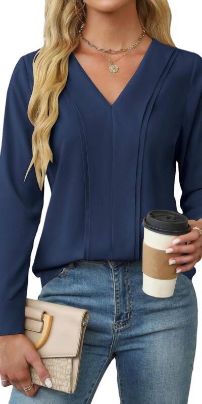 Women's Fall Long Sleeve Blouse for Business Casual Wear