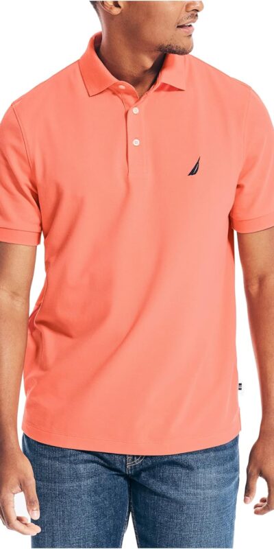 Nautica Men's Stretch Cotton Pique Polo Shirt, Short Sleeve