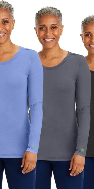 Healing Hands Women's Melissa Longsleeve Scrub Tee - Soft Knit, Breathable, Easy Care