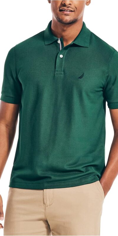 Nautica Men's Solid Deck Shirt in Navy Blue, Size Large