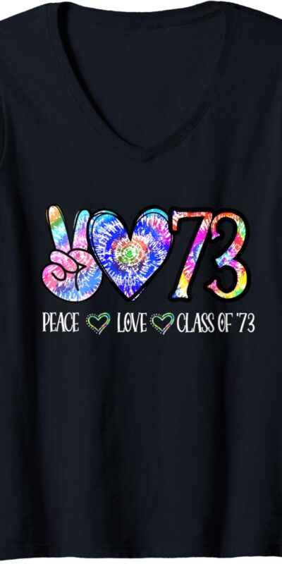 1973 Women's Tie Dye V-Neck 50th Reunion T-Shirt - Size Options Available