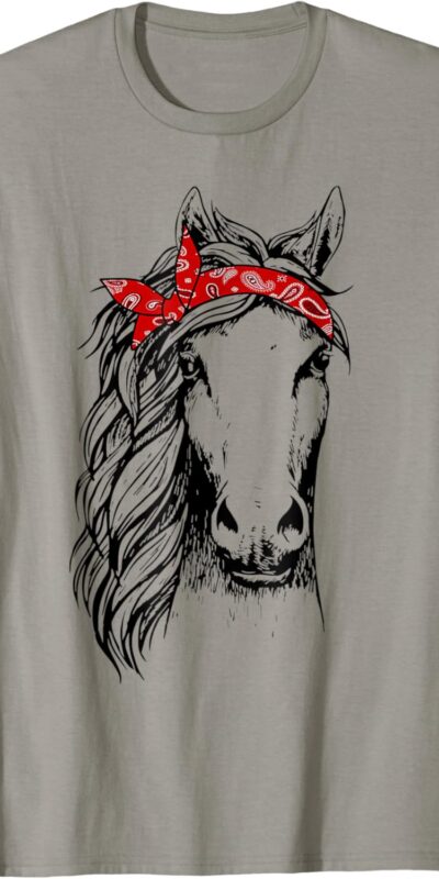 Stylish Horse Lover T-Shirt with Bandana Design - Unisex