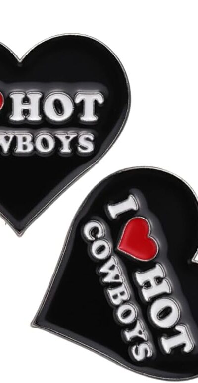 I Love Hot Cowboys Brooch Pins Set - 2 Pcs