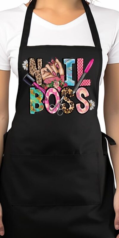 Cute Women's Cooking Apron with 2 Pockets, Wine Design