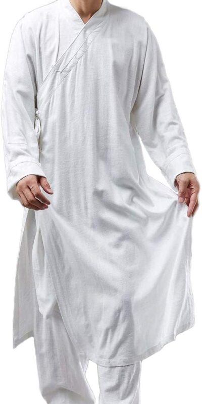 Men's Cotton Linen Kung Fu Monk Robe - Zen Outfit