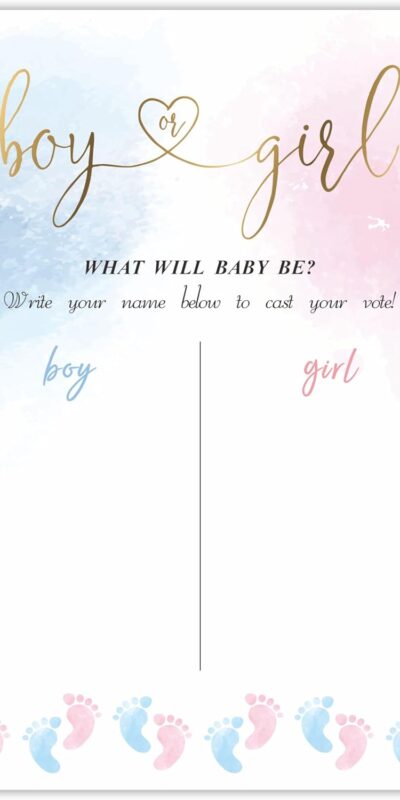 Gender Reveal Watercolor Sign & Game - Self-Standing Decor