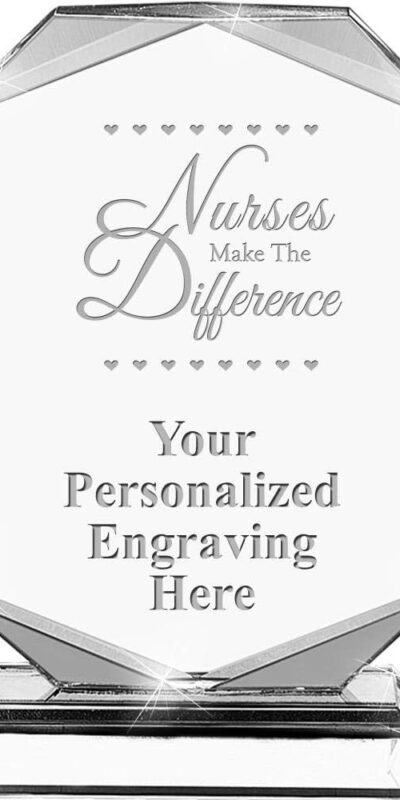 Custom 6.75" Nurses Make The Difference Crystal Award with Engraving