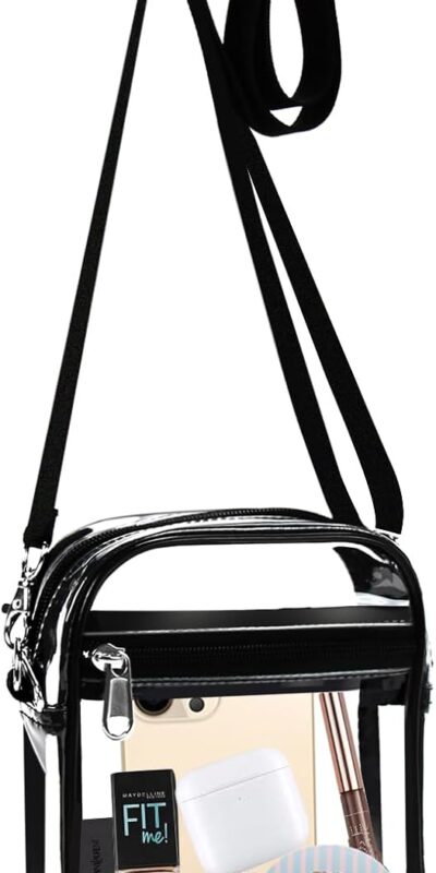 Fibrdoo Clear Crossbody Purse Bag - Stadium Approved, 10" Size