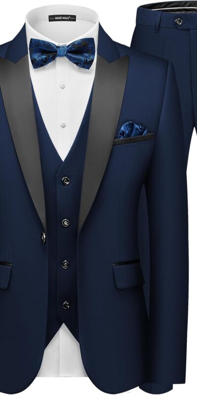 Men's Slim Fit 3-Piece Suit Set - Blazer, Vest, Pants