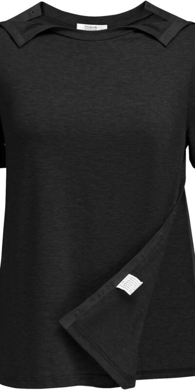 Deyeek Women's Adaptive Short Sleeve Post-Surgery Snap Shirts