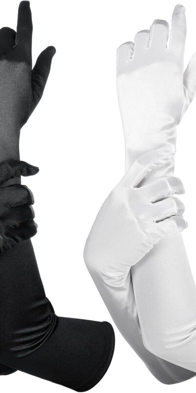 Satin 1920s Elbow Length Gloves for Women - 2 Pairs