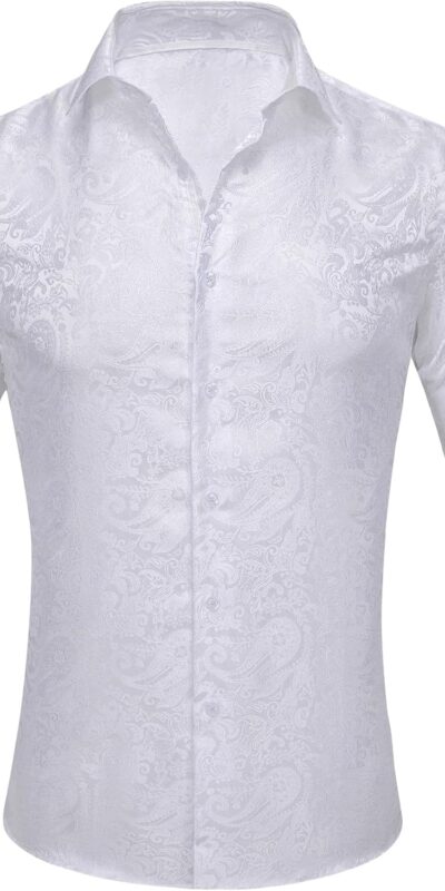Silk Paisley Long Sleeve Western Button Down Shirt - Men's