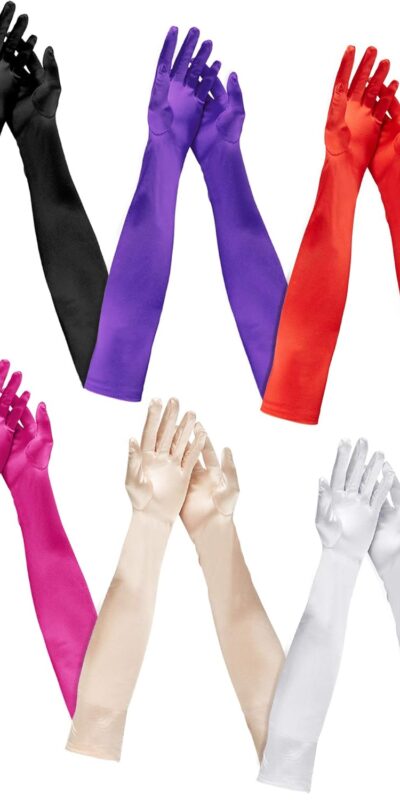 Satinior 6 Pack Long Satin Opera Gloves - 1920s Style