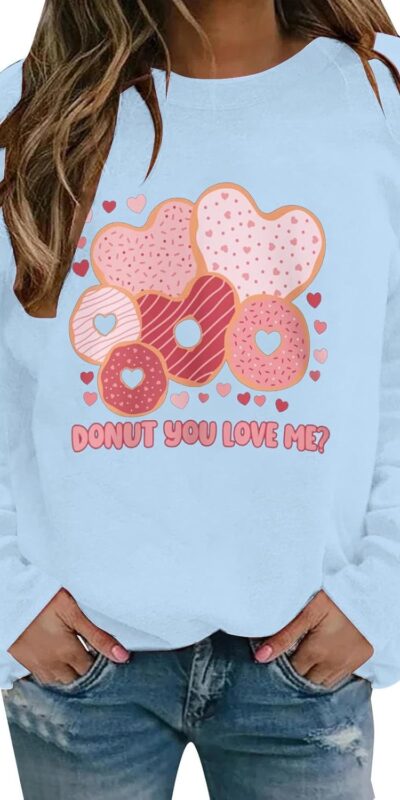 Valentine's Day Printed Long Sleeve Sweatshirt - Loose Fit